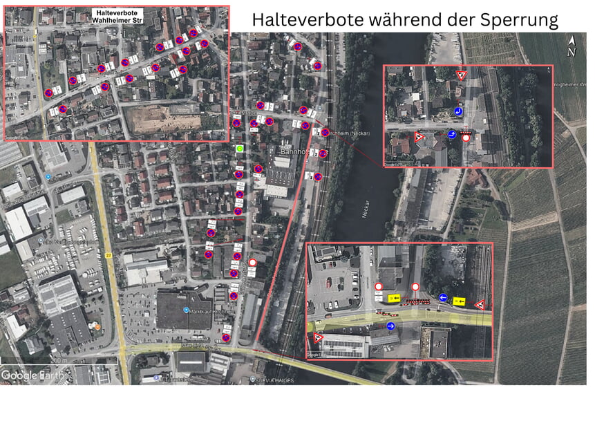 Halteverbote w&auml;hrend der Sperrung