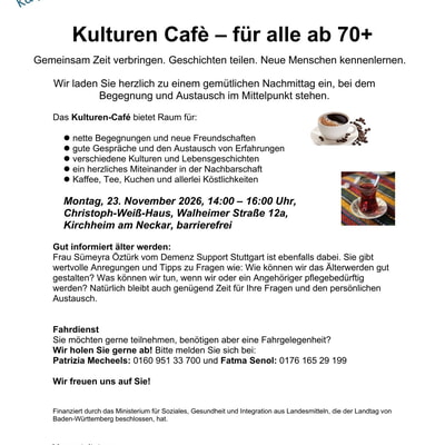 Kulturen Caf&eacute; - f&uuml;r alle ab 70+ 