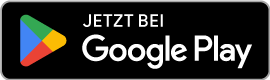 Google Play Store Button: "Jetzt bei Google Play" mit Pfeil-Symbol.