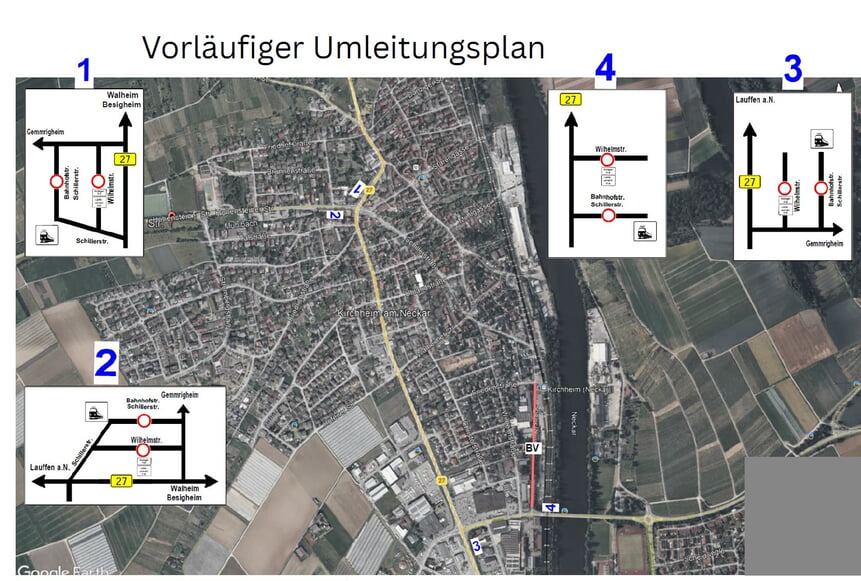 Vorl&auml;ufiger Umleitungsplan Umleitungsstrecke B27