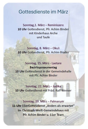 Gottesdienste im M&auml;rz