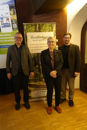 Gemmrigheims B&uuml;rgermeister J&ouml;rg Frauhammer und Vereinsvorsitzende Anita Ereth mit ihrem Stellvertreter Dr. Marc M&uuml;ller (v.li.n.re.)