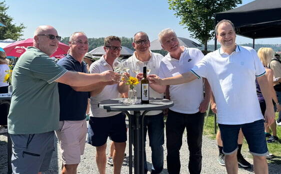 v. l. n. r.: Bürgermeister Rainer Schäuffele, 3B-Tourismus-Team Eric Reiter, Bürgermeister Florian Bargmann, Bürgermeister Uwe Seibold, Oberbürgermeister Jürgen Kessing, Bürgermeister Albrecht Dautel